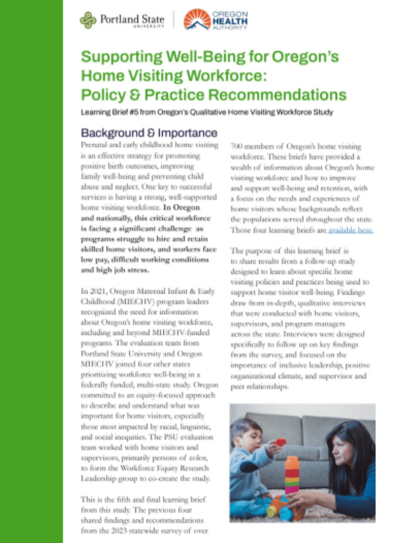Learning Brief #5 from Oregon’s Qualitative Home Visiting Workforce Study